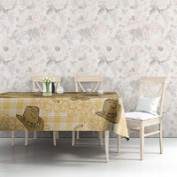 Yellow Palaka Hawaii Cowboy Tablecloth Puakenikeni Lei Paniolo Papale Seamless Vibes - Polynesian Pride