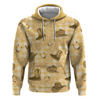 Yellow Palaka Hawaii Cowboy Zip Hoodie Puakenikeni Lei Paniolo Papale Seamless Vibes - Polynesian Pride