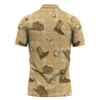 Yellow Palaka Hawaii Cowboy Zipper Polo Shirt Puakenikeni Lei Paniolo Papale Seamless Vibes - Polynesian Pride