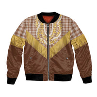Aloha Hawaii Cowboy Custome Bomber Jacket Puakenikeni Lei Palaka Tassel Style - Polynesian Pride