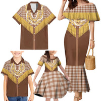 Aloha Hawaii Cowboy Custome Family Matching Mermaid Dress and Hawaiian Shirt Puakenikeni Lei Palaka Tassel Style - Polynesian Pride