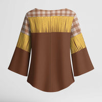 Aloha Hawaii Cowboy Custome Kimono Sleeve Blouse Puakenikeni Lei Palaka Tassel Style LT14 - Polynesian Pride