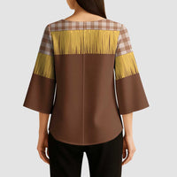 Aloha Hawaii Cowboy Custome Kimono Sleeve Blouse Puakenikeni Lei Palaka Tassel Style LT14 - Polynesian Pride