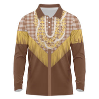 Aloha Hawaii Cowboy Custome Long Sleeve Polo Shirt Puakenikeni Lei Palaka Tassel Style - Polynesian Pride