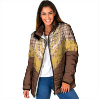 Aloha Hawaii Cowboy Custome Padded Jacket Puakenikeni Lei Palaka Tassel Style LT14 Women Brown - Polynesian Pride