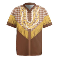 Aloha Hawaii Cowboy Custome Rugby Jersey Puakenikeni Lei Palaka Tassel Style LT14 Brown - Polynesian Pride