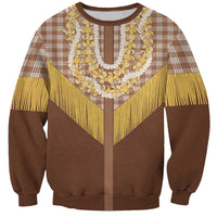 Aloha Hawaii Cowboy Custome Sweatshirt Puakenikeni Lei Palaka Tassel Style LT14 Unisex Brown - Polynesian Pride