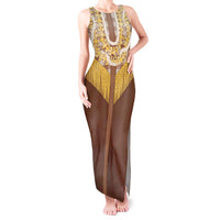 Aloha Hawaii Cowboy Custome Tank Maxi Dress Puakenikeni Lei Palaka Tassel Style - Polynesian Pride