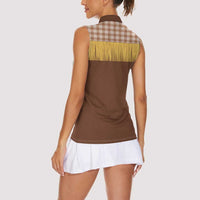 Aloha Hawaii Cowboy Custome Women Sleeveless Polo Shirt Puakenikeni Lei Palaka Tassel Style - Polynesian Pride