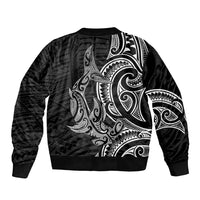 New Zealand Hammerhead Shark Bomber Jacket Maori Haehae Mangopare Black - Polynesian Pride