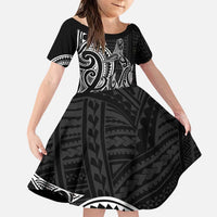 New Zealand Hammerhead Shark Family Matching Puletasi and Hawaiian Shirt Maori Haehae Mangopare Black - Polynesian Pride