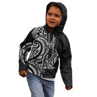 New Zealand Hammerhead Shark Kid Hoodie Maori Haehae Mangopare Black - Polynesian Pride