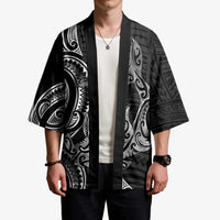 New Zealand Hammerhead Shark Kimono Maori Haehae Mangopare Black - Polynesian Pride