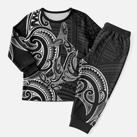 New Zealand Hammerhead Shark Christmas Pajama Set Maori Haehae Mangopare Black - Polynesian Pride