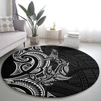 New Zealand Hammerhead Shark Round Carpet Maori Haehae Mangopare Black - Polynesian Pride