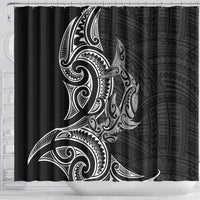 New Zealand Hammerhead Shark Shower Curtain Maori Haehae Mangopare Black - Polynesian Pride