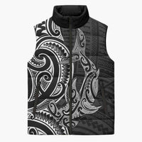 New Zealand Hammerhead Shark Sleeveless Puffer Jacket Maori Haehae Mangopare Black LT14 Unisex Black - Polynesian Pride