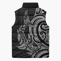 New Zealand Hammerhead Shark Sleeveless Puffer Jacket Maori Haehae Mangopare Black LT14 - Polynesian Pride