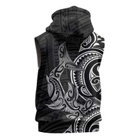 New Zealand Hammerhead Shark Sleeveless Zip Hoodie Maori Haehae Mangopare Black - Polynesian Pride