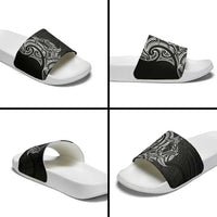 New Zealand Hammerhead Shark Slide Sandals Maori Haehae Mangopare Black - Polynesian Pride