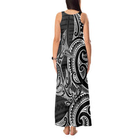 New Zealand Hammerhead Shark Tank Maxi Dress Maori Haehae Mangopare Black - Polynesian Pride