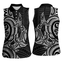 New Zealand Hammerhead Shark Women Sleeveless Polo Shirt Maori Haehae Mangopare Black - Polynesian Pride