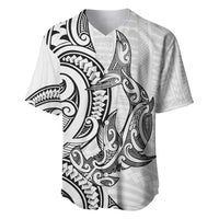 New Zealand Hammerhead Shark Baseball Jersey Maori Haehae Mangopare White - Polynesian Pride