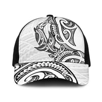 New Zealand Hammerhead Shark Baseball Net Cap Maori Haehae Mangopare White LT14 One Size Black White - Polynesian Pride