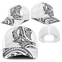 New Zealand Hammerhead Shark Baseball Net Cap Maori Haehae Mangopare White LT14 - Polynesian Pride