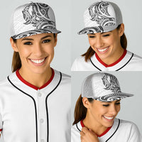 New Zealand Hammerhead Shark Baseball Net Cap Maori Haehae Mangopare White - Polynesian Pride