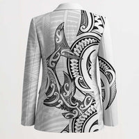 New Zealand Hammerhead Shark Blazer Maori Haehae Mangopare White - Polynesian Pride