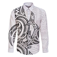 New Zealand Hammerhead Shark Family Matching Short Sleeve Bodycon Dress and Hawaiian Shirt Maori Haehae Mangopare White - Polynesian Pride
