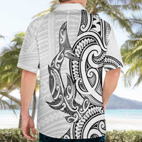 New Zealand Hammerhead Shark Hawaiian Shirt Maori Haehae Mangopare White LT14 - Polynesian Pride