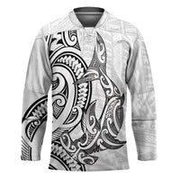 New Zealand Hammerhead Shark Hockey Jersey Maori Haehae Mangopare White LT14 Unisex White - Polynesian Pride