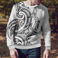 New Zealand Hammerhead Shark Ugly Christmas Sweater Maori Haehae Mangopare White - Polynesian Pride