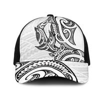 New Zealand Hammerhead Shark Mesh Trucker Cap Maori Haehae Mangopare White LT14 One Size Black White - Polynesian Pride