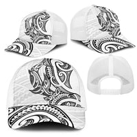 New Zealand Hammerhead Shark Mesh Trucker Cap Maori Haehae Mangopare White LT14 - Polynesian Pride
