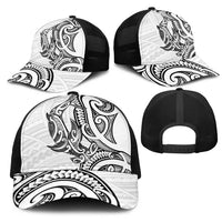 New Zealand Hammerhead Shark Mesh Trucker Cap Maori Haehae Mangopare White LT14 - Polynesian Pride