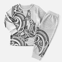 New Zealand Hammerhead Shark Christmas Pajama Set Maori Haehae Mangopare White - Polynesian Pride