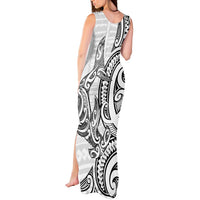 New Zealand Hammerhead Shark Tank Maxi Dress Maori Haehae Mangopare White - Polynesian Pride