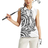 New Zealand Hammerhead Shark Women Sleeveless Polo Shirt Maori Haehae Mangopare White - Polynesian Pride