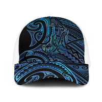 New Zealand Hammerhead Shark Baseball Net Cap Maori Haehae Mangopare Galaxy LT14 One Size White Blue - Polynesian Pride