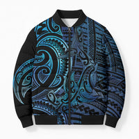 New Zealand Hammerhead Shark Bomber Puffer Jacket Maori Haehae Mangopare Galaxy LT14 Unisex Blue - Polynesian Pride