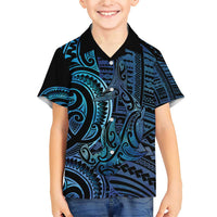 New Zealand Hammerhead Shark Family Matching Short Sleeve Bodycon Dress and Hawaiian Shirt Maori Haehae Mangopare Galaxy - Polynesian Pride
