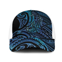 New Zealand Hammerhead Shark Mesh Trucker Cap Maori Haehae Mangopare Galaxy LT14 One Size White Blue - Polynesian Pride