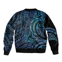 New Zealand Hammerhead Shark Sleeve Zip Bomber Jacket Maori Haehae Mangopare Galaxy LT14 - Polynesian Pride