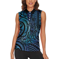New Zealand Hammerhead Shark Women Sleeveless Polo Shirt Maori Haehae Mangopare Galaxy - Polynesian Pride