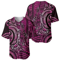 New Zealand Hammerhead Shark Baseball Jersey Maori Haehae Mangopare Pink - Polynesian Pride