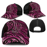 New Zealand Hammerhead Shark Baseball Net Cap Maori Haehae Mangopare Pink - Polynesian Pride