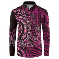 New Zealand Hammerhead Shark Button Sweatshirt Maori Haehae Mangopare Pink LT14 Pink - Polynesian Pride